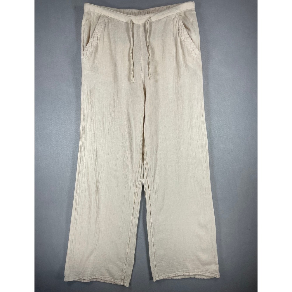 Rip Curl Womens Pants Wide Leg Cream 100% Cotton Gauze S